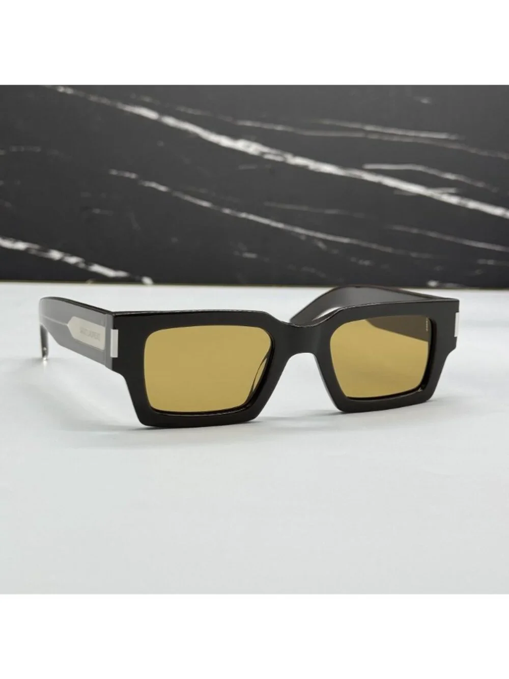 NWT Saint Laurent SL572 007 Brown Yellow Square Unisex Sunglasses